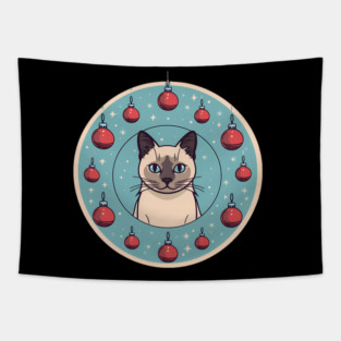 Siamese Cat Xmas Ornament, Love Cats Tapestry