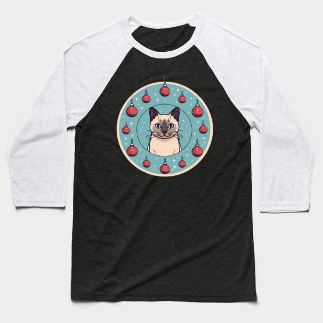 Siamese Cat Xmas Ornament, Love Cats Baseball T-Shirt by logiamerch