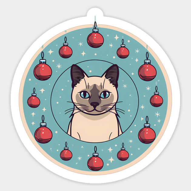 Siamese Cat Xmas Ornament, Love Cats Sticker by logiamerch