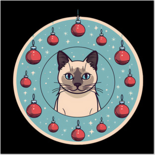 Siamese Cat Xmas Ornament, Love Cats Posters and Art