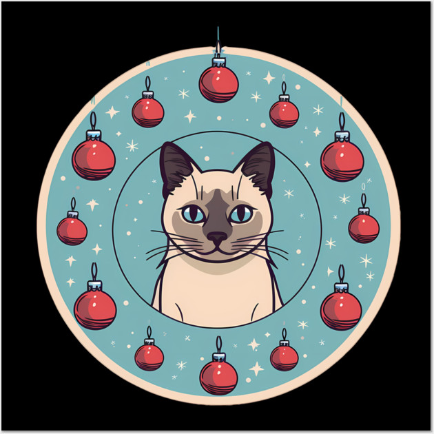 Siamese Cat Xmas Ornament, Love Cats Wall Art by logiamerch