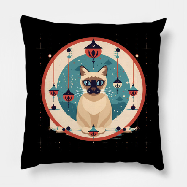 Siamese Cat Xmas Ornament, Love Cats Pillow by logiamerch
