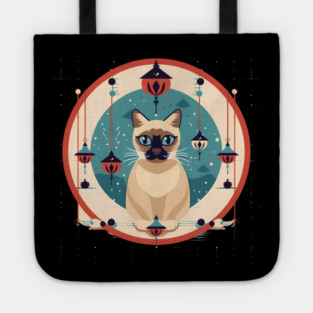 Siamese Cat Xmas Ornament, Love Cats Tote