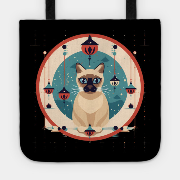 Siamese Cat Xmas Ornament, Love Cats Tote by logiamerch