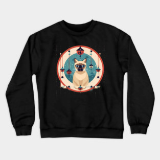Siamese Cat Xmas Ornament, Love Cats Crewneck Sweatshirt