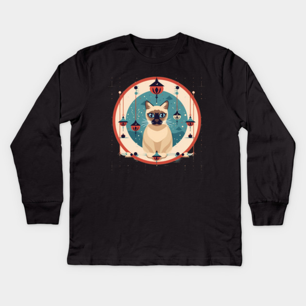 Siamese Cat Xmas Ornament, Love Cats Kids Long Sleeve T-Shirt by logiamerch