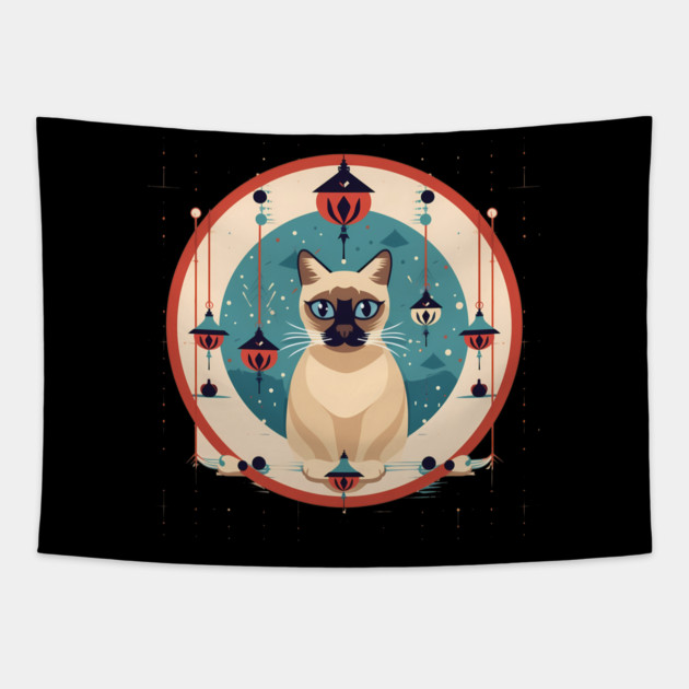 Siamese Cat Xmas Ornament, Love Cats Tapestry by logiamerch