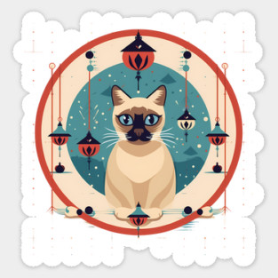Siamese Cat Xmas Ornament, Love Cats Sticker