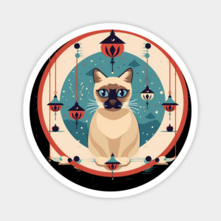 Siamese Cat Xmas Ornament, Love Cats Magnet
