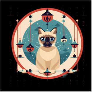 Siamese Cat Xmas Ornament, Love Cats Posters and Art