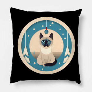 Siamese Cat Xmas Ornament, Love Cats Pillow