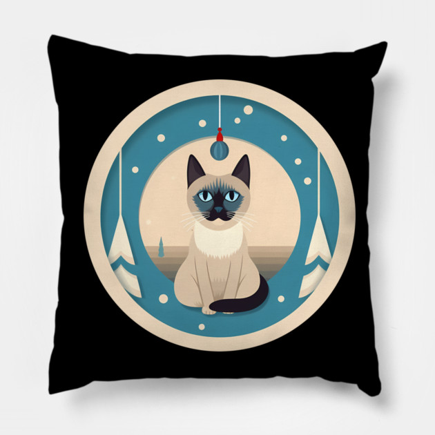 Siamese Cat Xmas Ornament, Love Cats Pillow by logiamerch