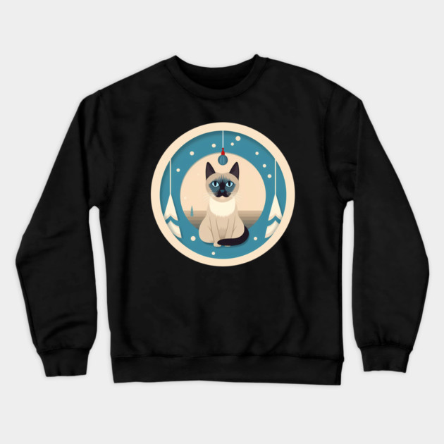 Siamese Cat Xmas Ornament, Love Cats Crewneck Sweatshirt by logiamerch