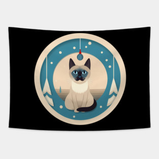 Siamese Cat Xmas Ornament, Love Cats Tapestry