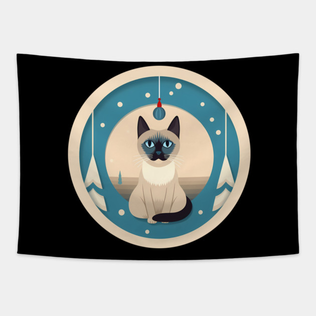 Siamese Cat Xmas Ornament, Love Cats Tapestry by logiamerch