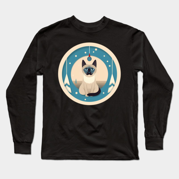 Siamese Cat Xmas Ornament, Love Cats Long Sleeve T-Shirt by logiamerch