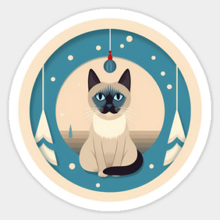 Siamese Cat Xmas Ornament, Love Cats Sticker