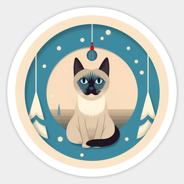 Siamese Cat Xmas Ornament, Love Cats Sticker by logiamerch