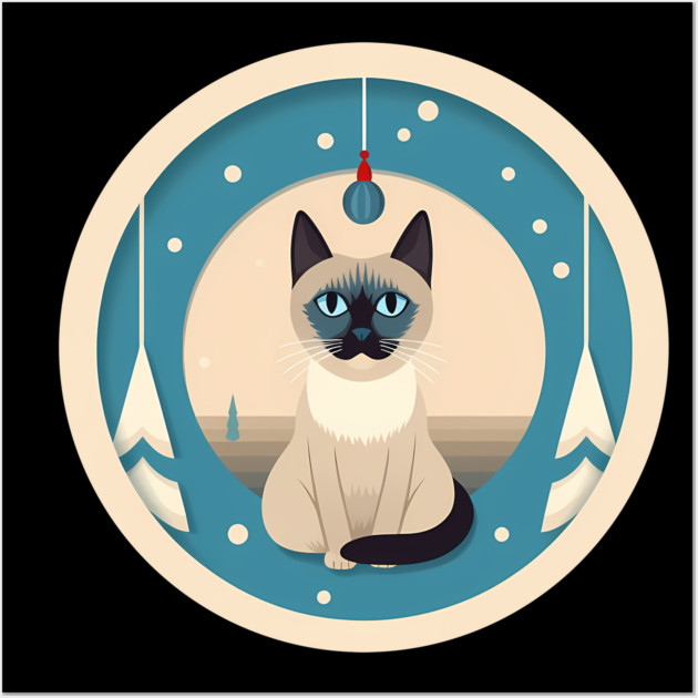 Siamese Cat Xmas Ornament, Love Cats Wall Art by logiamerch