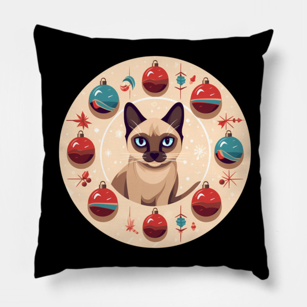 Siamese Cat Xmas Ornament, Love Cats Pillow by logiamerch