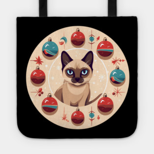 Siamese Cat Xmas Ornament, Love Cats Tote
