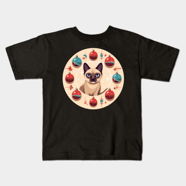 Siamese Cat Xmas Ornament, Love Cats Kids T-Shirt by logiamerch