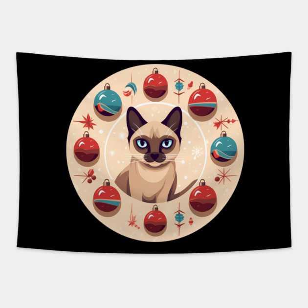 Siamese Cat Xmas Ornament, Love Cats Tapestry by logiamerch