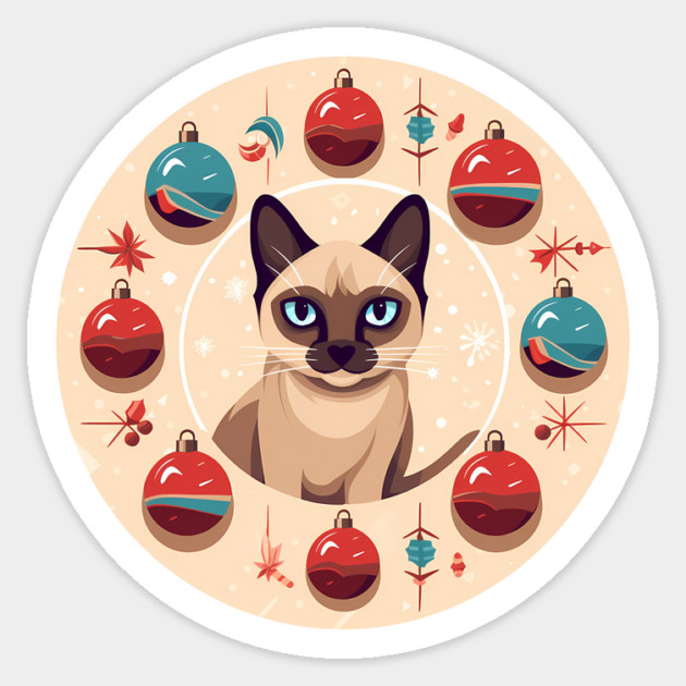 Siamese Cat Xmas Ornament, Love Cats Sticker by logiamerch
