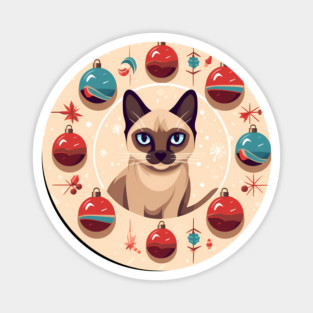 Siamese Cat Xmas Ornament, Love Cats Magnet