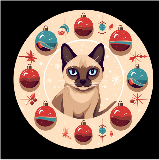 Siamese Cat Xmas Ornament, Love Cats Wall Art by logiamerch