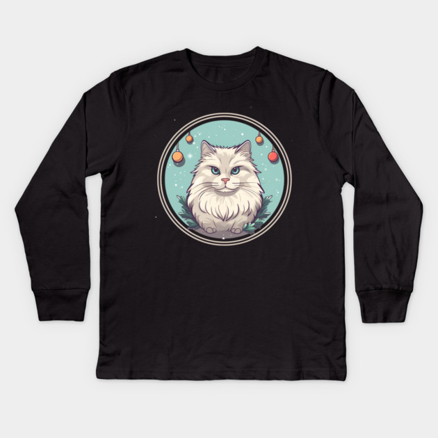 Siberian Cat Xmas Ornament, Love Cats Kids Long Sleeve T-Shirt by logiamerch