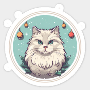 Siberian Cat Xmas Ornament, Love Cats Sticker