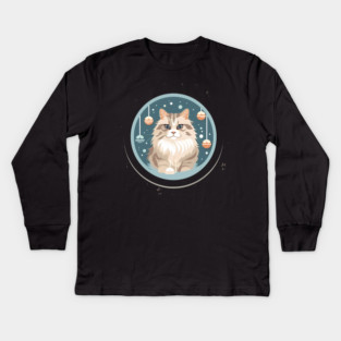 Siberian Cat Xmas Ornament, Love Cats Kids Long Sleeve T-Shirt