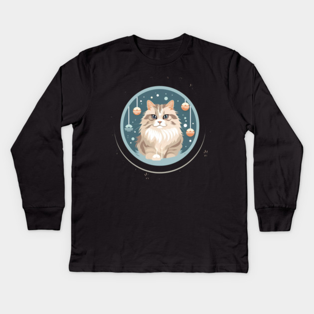 Siberian Cat Xmas Ornament, Love Cats Kids Long Sleeve T-Shirt by logiamerch