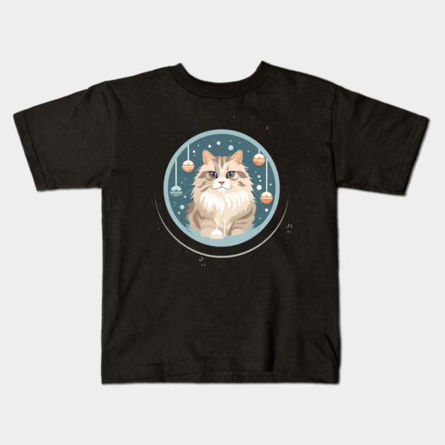 Siberian Cat Xmas Ornament, Love Cats Kids T-Shirt by logiamerch