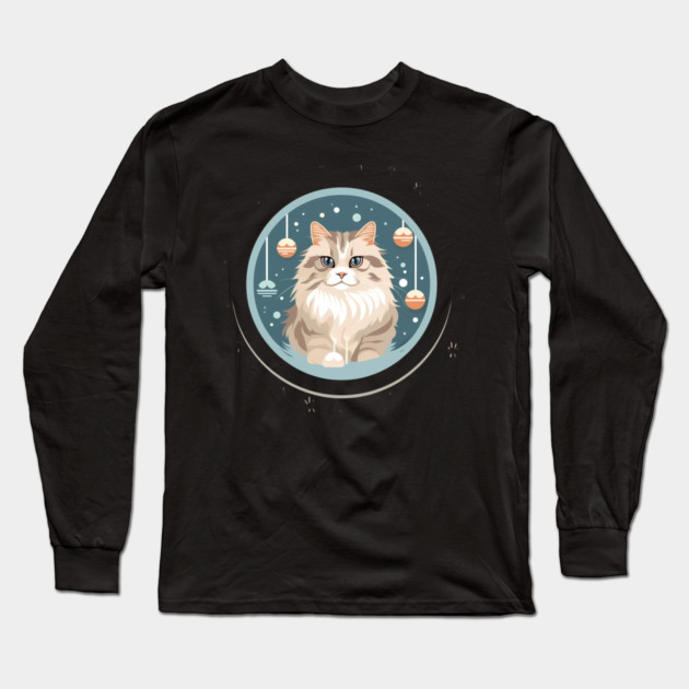 Siberian Cat Xmas Ornament, Love Cats Long Sleeve T-Shirt by logiamerch