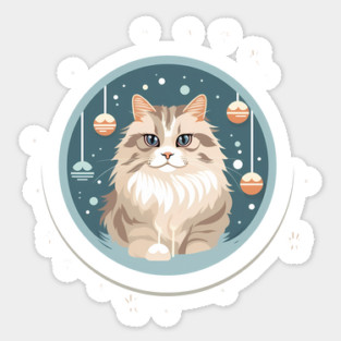 Siberian Cat Xmas Ornament, Love Cats Sticker