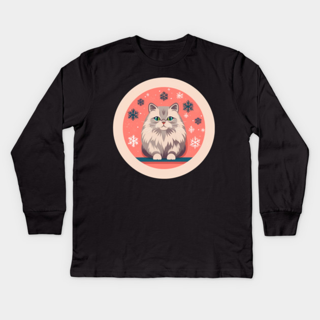 Siberian Cat Xmas Ornament, Love Cats Kids Long Sleeve T-Shirt by logiamerch