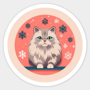 Siberian Cat Xmas Ornament, Love Cats Sticker