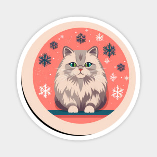 Siberian Cat Xmas Ornament, Love Cats Magnet