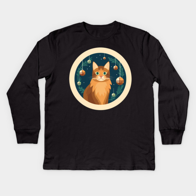 Somali Cat Xmas Ornament, Love Cats Kids Long Sleeve T-Shirt by logiamerch