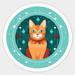 Somali Cat Xmas Ornament, Love Cats Sticker