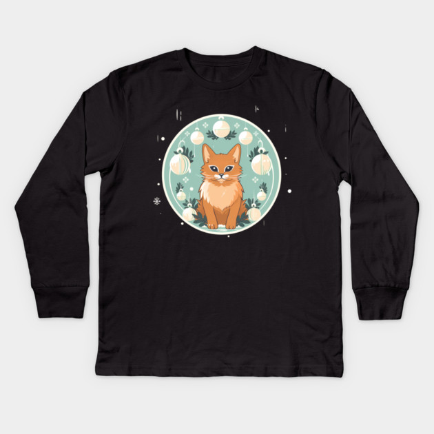 Somali Cat Xmas Ornament, Love Cats Kids Long Sleeve T-Shirt by logiamerch