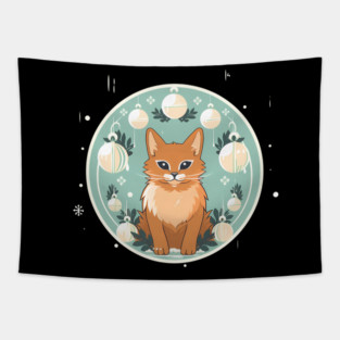 Somali Cat Xmas Ornament, Love Cats Tapestry