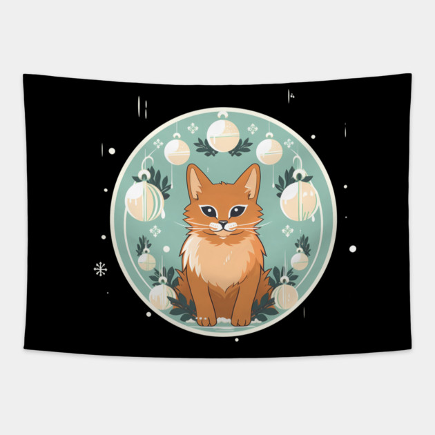 Somali Cat Xmas Ornament, Love Cats Tapestry by logiamerch