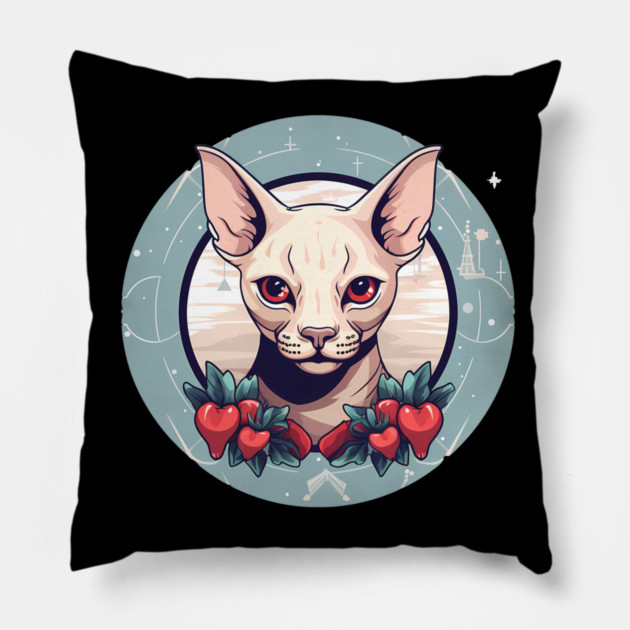 Sphynx Cat Xmas Ornament, Love Cats Pillow by logiamerch