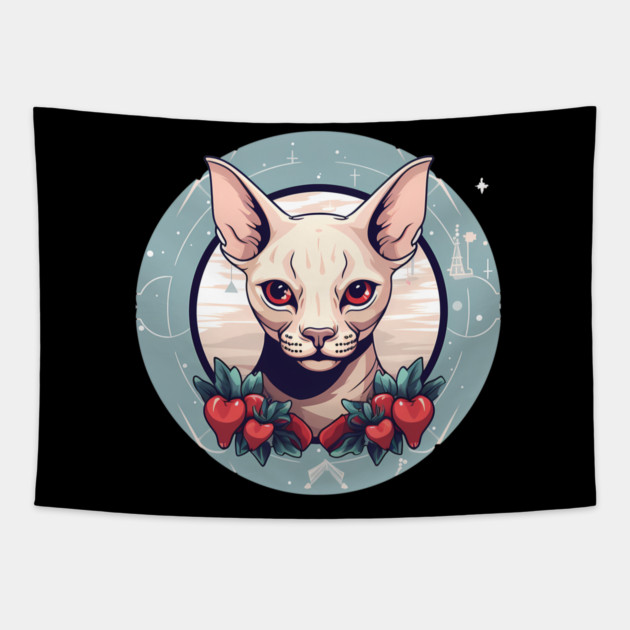Sphynx Cat Xmas Ornament, Love Cats Tapestry by logiamerch