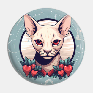 Sphynx Cat Xmas Ornament, Love Cats Pin
