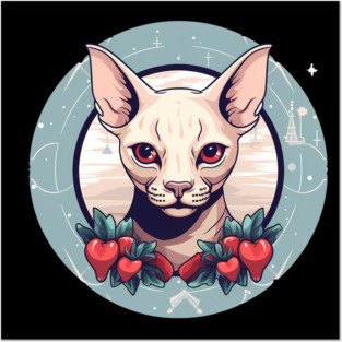 Sphynx Cat Xmas Ornament, Love Cats Posters and Art