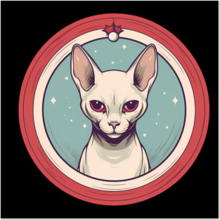Sphynx Cat Xmas Ornament, Love Cats Posters and Art